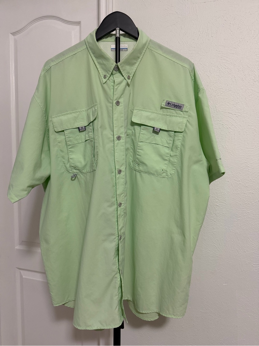 Columbia PFG Short Sleeve Fishing Shirt Mint Green Vented